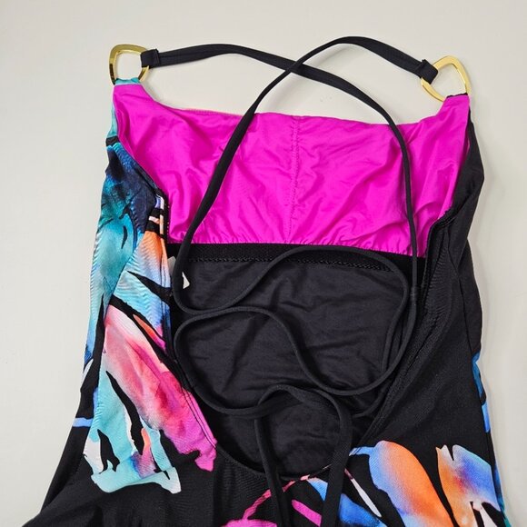 La Blanca Prism Palm Mio One-Piece Swimsuit Sz 6 Black Multicolor Strappy - Picture 8 of 8